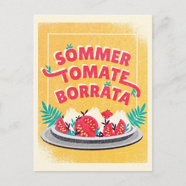 Sommer Tomate Borratta Postkarte (Vorderseite)