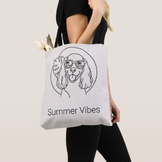 Sommer-Tropen-Cocker-Spaniel-Linienkunst-Tasche Tasche