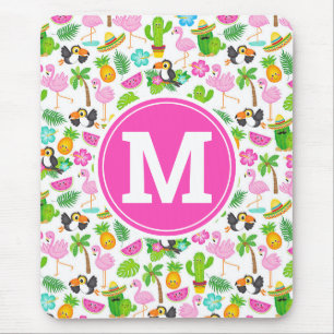 Sommer-Tropen-Tukan- und Flamingo-Muster Mousepad