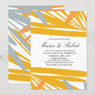 Sommer-Tropenpalme Abstract Gelb Grau Hochzeit Einladung