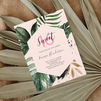 Sommer Tropical Birthday Sweet 16 Einladungspostkarte