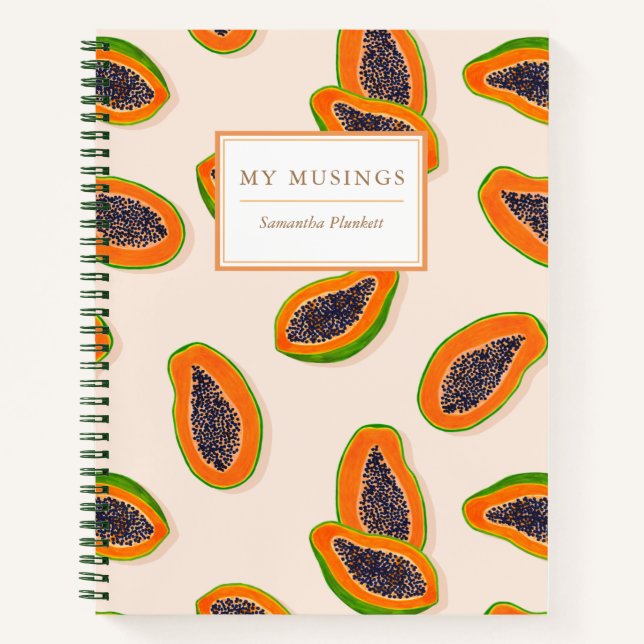 Sommer Tropical Papaya Frucht Rosa Rosa Notizbuch (Vorderseite)
