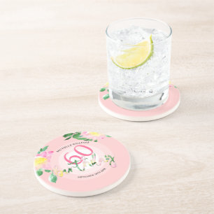 Sommer Tropical Rosa Floral Aquarell Getränkeuntersetzer
