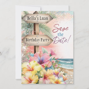 Sommer Tropical Strand Luau Merken Sie sich den Te Einladung