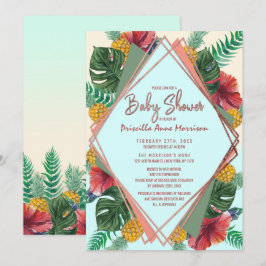 Sommer Tropische Ananas Leaf Bläschen Baby Dusche Einladung