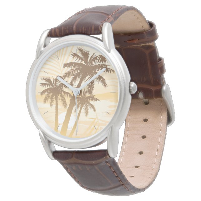 Sommer tropische Palmen Armbanduhr (Schrägansicht)
