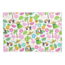 Sommer tropischen Toucan und Flamingo Muster Kissenbezug