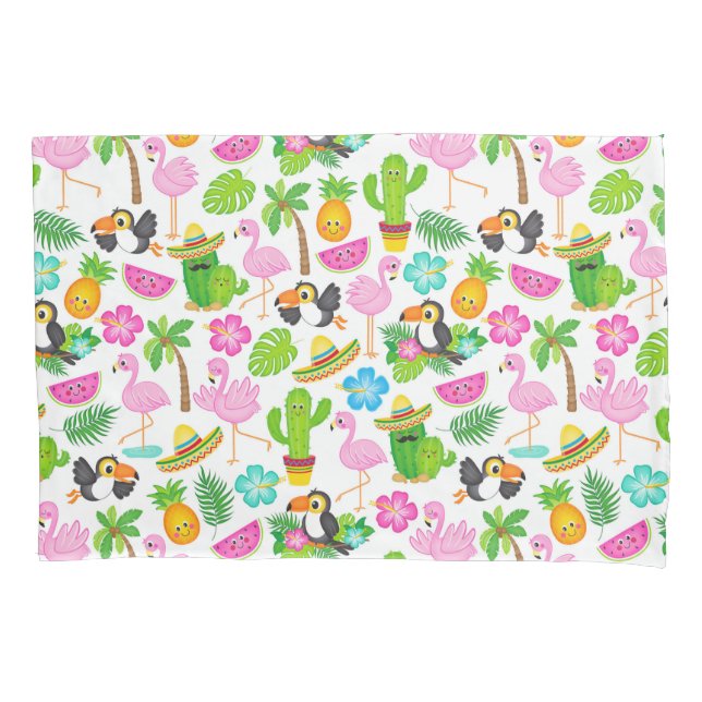 Sommer tropischen Toucan und Flamingo Muster Kissenbezug (Vorderseite)