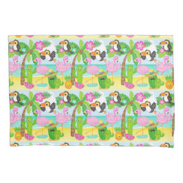 Sommer tropischen Toucan und Flamingo Muster Kissenbezug