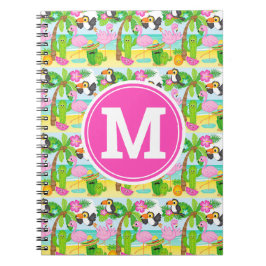 Sommer tropischen Toucan und Flamingo Muster Notizblock
