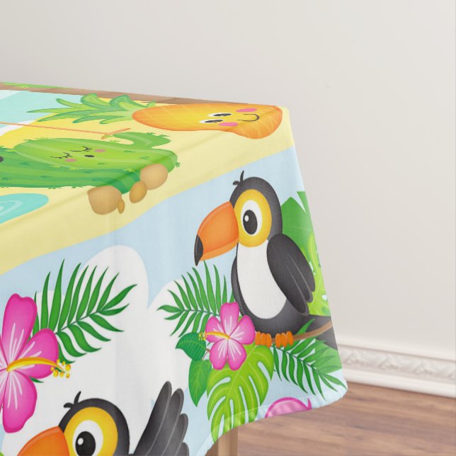 Sommer tropischen Toucan und Flamingo Muster Tischdecke (Beispiel)