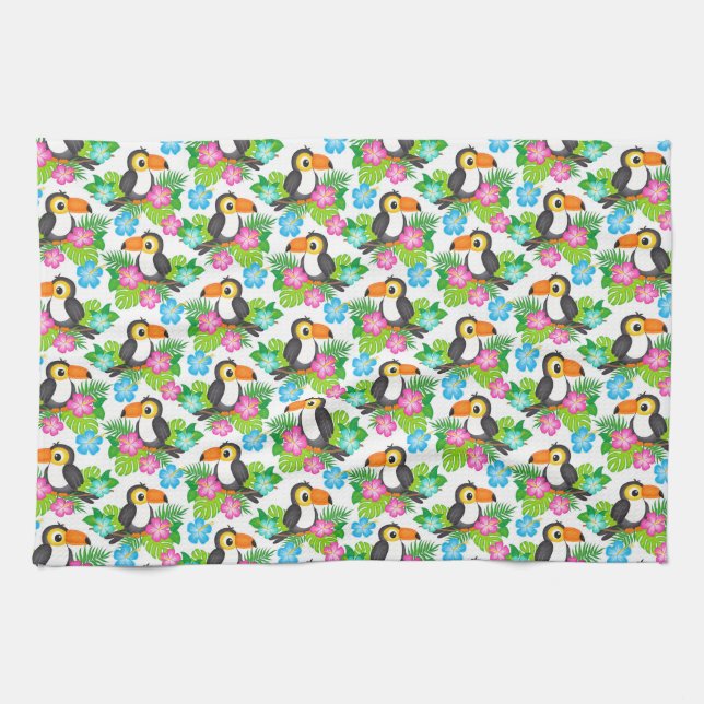 Sommer Tropischer Touch und Blumenmuster Geschirrtuch (Horizontal)