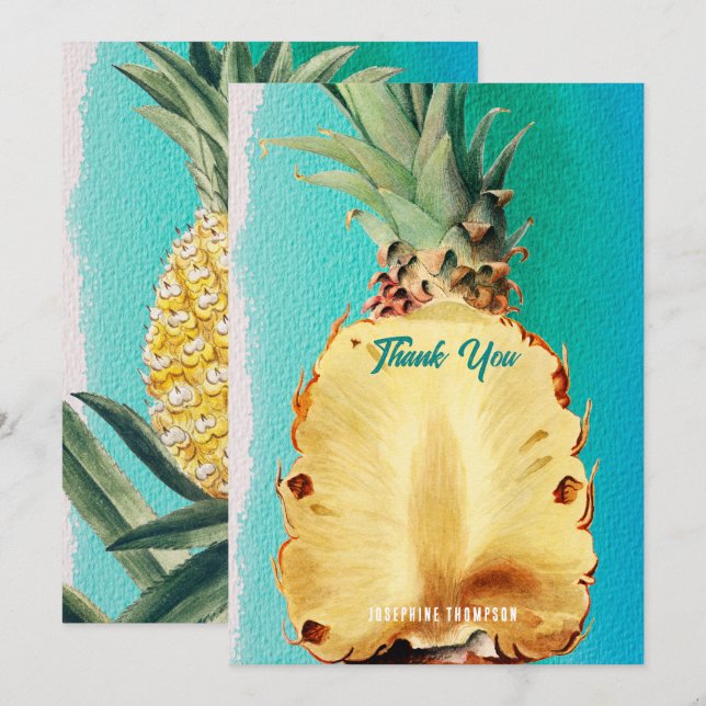 Sommer Tropisches Ananas Obst Dankeskarte (Vorne/Hinten)