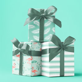 Sommer tropisches Flamingo pastellblaues Set 3 Geschenkpapier Set