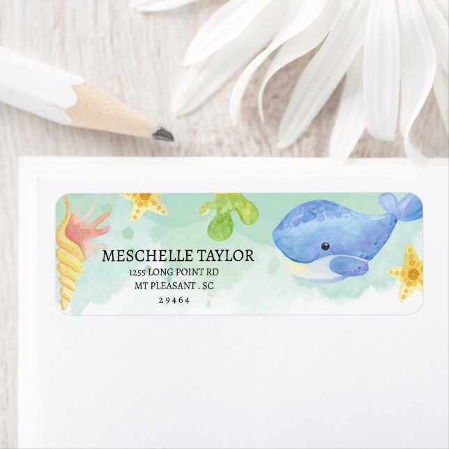 Sommer unter dem Sea Baby Shower Label (Insitu)