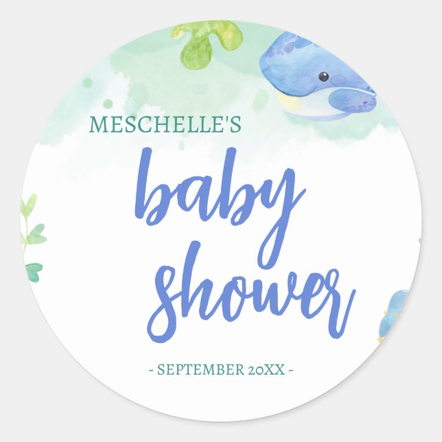 Sommer unter der Sea Baby Dusche Runder Aufkleber (Vorderseite)