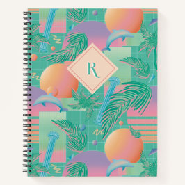Sommer Vaporwave Sonnenuntergang und Palmen Bäume Notizbuch