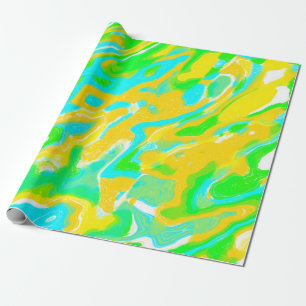 Sommer-Vibe Marmor-Textur Flüssigfarben-Mischung Geschenkpapier