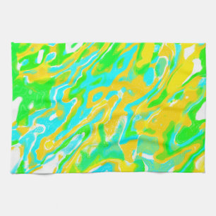 Sommer-Vibe Marmor-Textur Flüssigfarben-Mischung Geschirrtuch