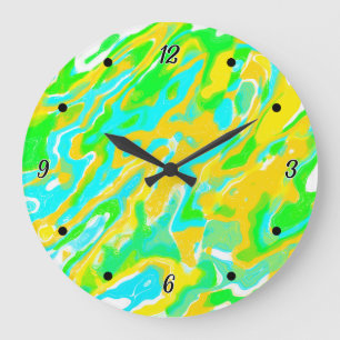 Sommer-Vibe Marmor-Textur Flüssigfarben-Mischung Große Wanduhr