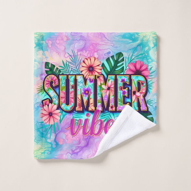 Sommer Vibes Badhandtuch Set (Waschlappen)