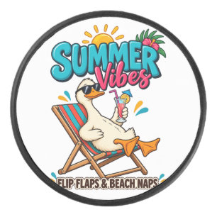 Sommer-Vibes-Ente – Flip Flops Flaschenöffner Eishockey Puck
