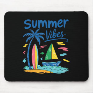 Sommer-Vibes Palme Surfbrett Segelboot Mousepad