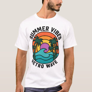Sommer-Vibes Retro-Welle Sonnenuntergang Palmen T- T-Shirt