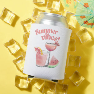 Sommer-Vibes Rosa Cocktail Wasserfarben-Kunst Dosenkühler