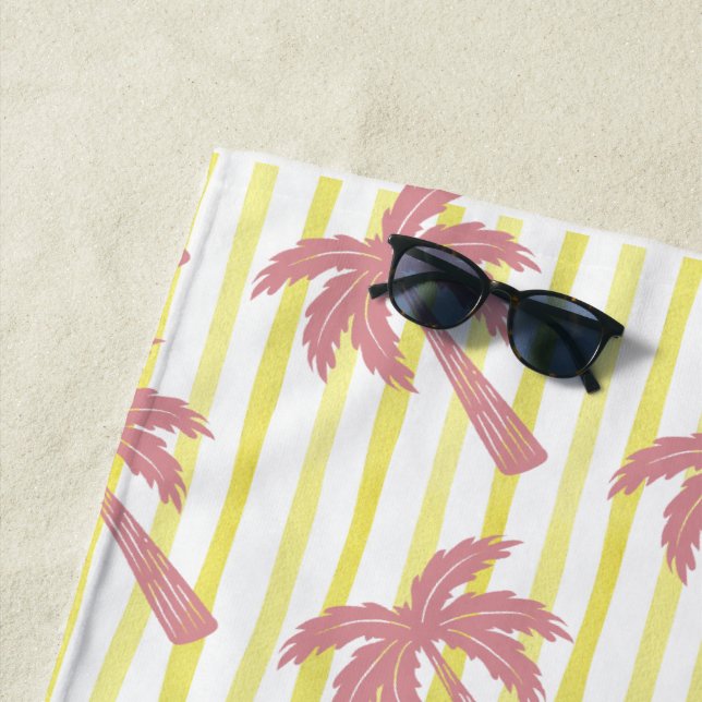 Sommer-Vibes Rosa Palmen  Strandtuch (Beispiel)