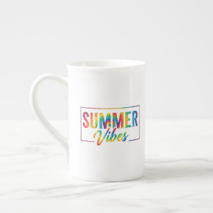 SOMMER-Vibes Tie-Dye-Regenbogen-Kaffeetasse Bold Prozellantasse