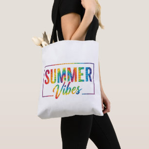 SOMMER Vibes Tie-Dye T-Shirt – Buntes Regenbogen Tasche