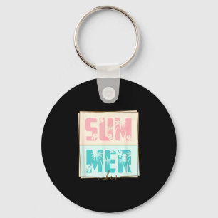 Sommer-Vibes tropischer Palmenbaum Retro-Strand Schlüsselanhänger