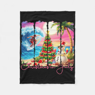 Sommer-Vibes Xmas im Juli Santa-Surfing-Strand-Tri Fleecedecke
