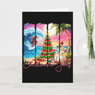 Sommer-Vibes Xmas im Juli Santa-Surfing-Strand-Tri Karte