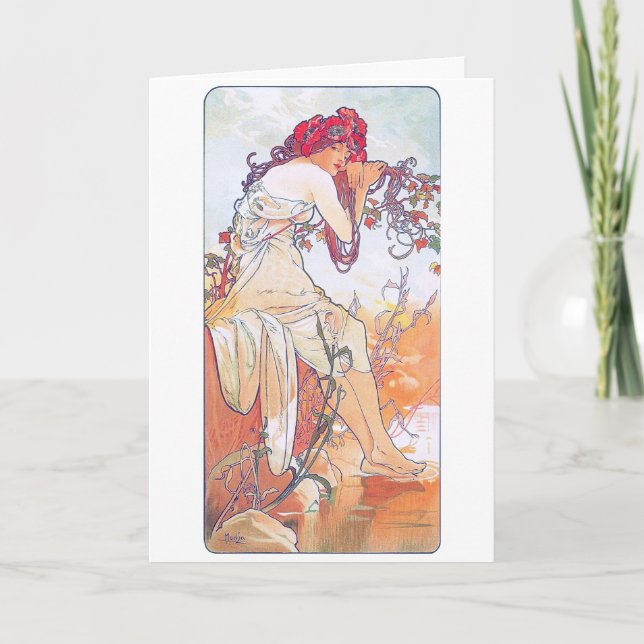 Sommer (vier Jahreszeiten), Alphonse Mucha Karte (Vorderseite)