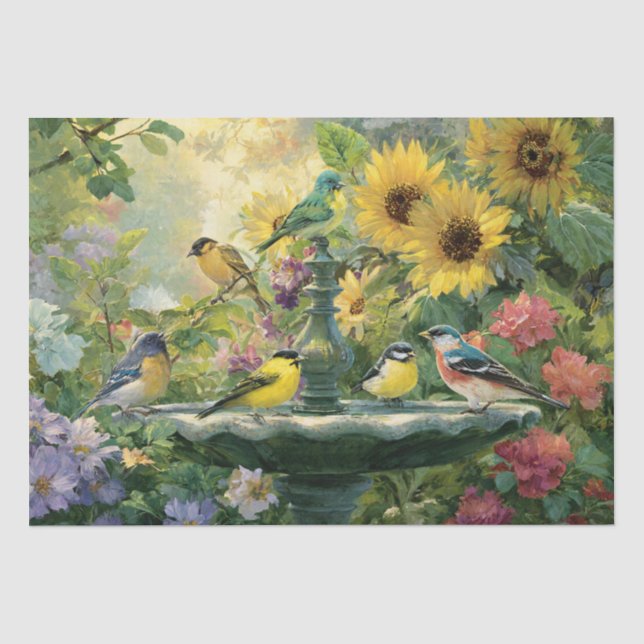 Sommer-Vogelbad-Versammlung Seidenpapier (Vorderseite)