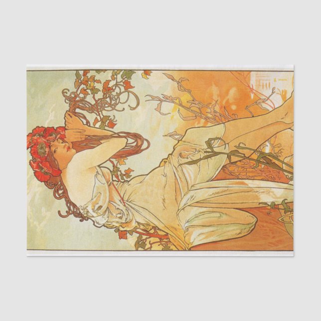 Sommer von Alphonse Mucha Tissue Paper Seidenpapier (Vorderseite)