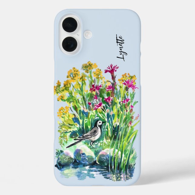 Sommer, Waggtail, wilde Blume iPhone 16 Plus Hülle (Rückseite)