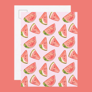 Sommer-Wasserfarbe-Wassermelonen-Scheiben Postkarte