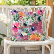 Sommer-Wasserfarben-Blumen Indigo Rot Pink Orange