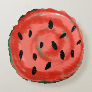 Sommer Wassermelone Abstract Süße Tie Dye Rundes Kissen