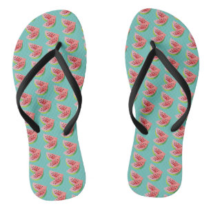 Sommer Wassermelone Aquarell Paar Geschnittenes Ob Flip Flops