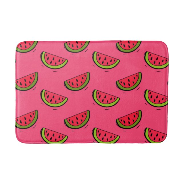 Sommer-Wassermelone auf rosa Muster Badematte (Vorderseite)