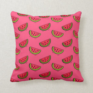 Sommer-Wassermelone auf rosa Muster Kissen