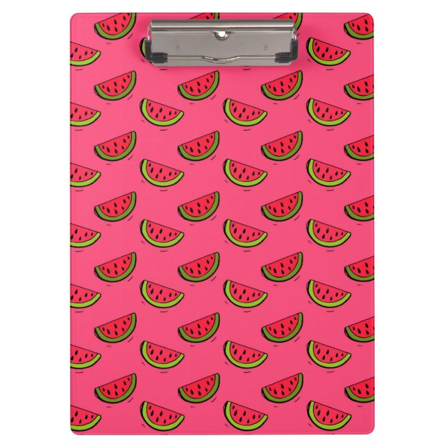 Sommer-Wassermelone auf rosa Muster Klemmbrett (Vorderseite)