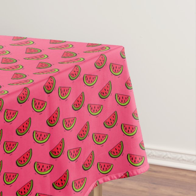 Sommer-Wassermelone auf rosa Muster Tischdecke (Beispiel)