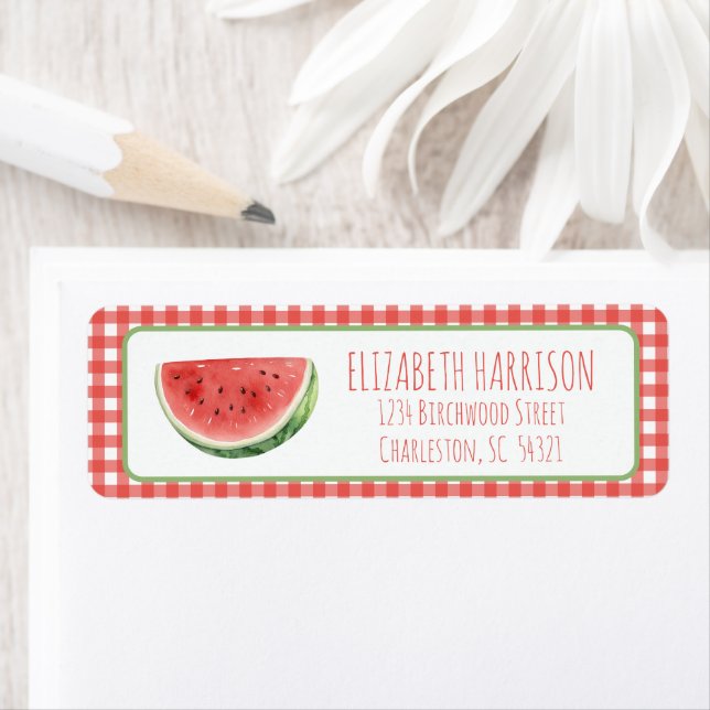 Sommer-Wassermelone und rotes Gingham-Karo (Insitu)