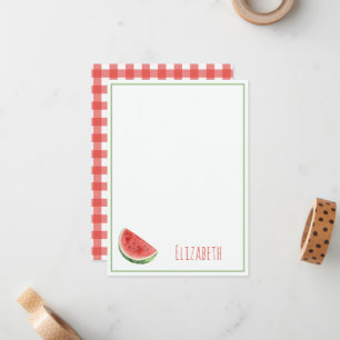 Sommer-Wassermelone und rotes Gingham-Karo Mitteilungskarte