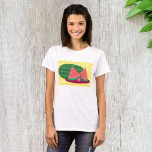 Sommer-Wassermelonen-Scheiben und tropische Blume T-Shirt
